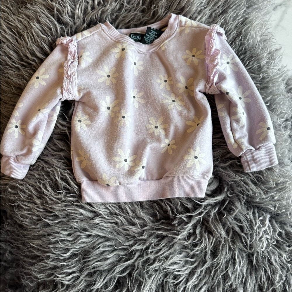 Baby Purple Daisy Ruffle Long-Sleeve Top